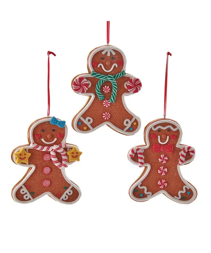 Set of 3 Claydough Gingerbread Man Ornaments H7581