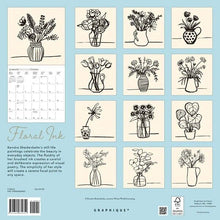 Load image into Gallery viewer, Graphique Floral Ink 2025 12 x 12 Wall Calendar