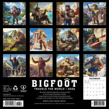 Load image into Gallery viewer, Willow Creek Bigfoot Travels the World 2026 12" x 12" Wall Calendar