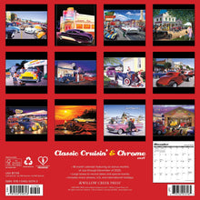 Load image into Gallery viewer, Willow Creek Classic Cruisin' & Chrome 2026 12" x 12" Wall Calendar