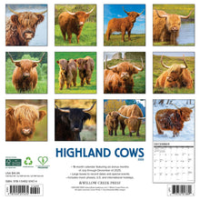 Load image into Gallery viewer, Willow Creek Highland Cows 2026 12" x 12" Wall Calendar