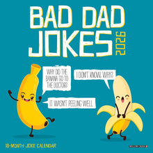 Load image into Gallery viewer, Willow Creek Bad Dad Jokes 2026 7" x 7" Mini Wall Calendar