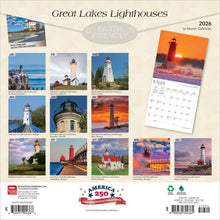 Load image into Gallery viewer, Browntrout Great Lakes Lighthouses 2026 12 x 12 Wall Calendar
