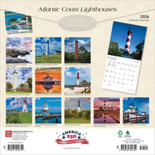 Load image into Gallery viewer, Browntrout Atlantic Coast Lighthouses 2026 12 x 12 Wall Calendar