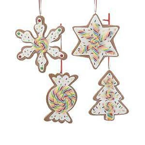 Set of 4 Gingerbread Cookie Shape Ornaments D3398