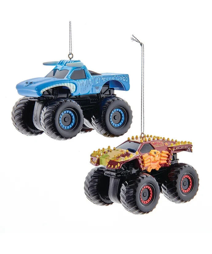 Set of 2 Monster Jam® El Toro Loco Ice and Max D Truck Ornaments  MJ1221