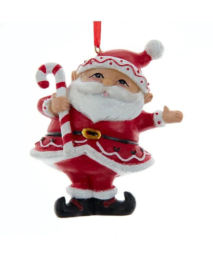 Santa With Candy Cane Ornament D4214