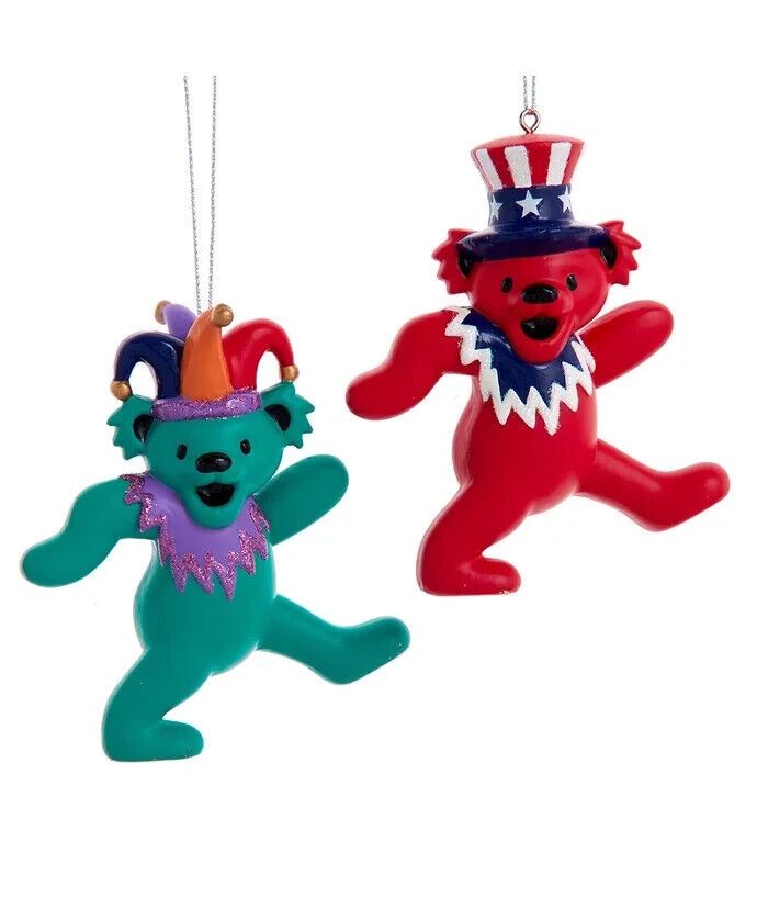 Set of 2 Grateful Dead™ Bear With Hat Ornaments GD1231