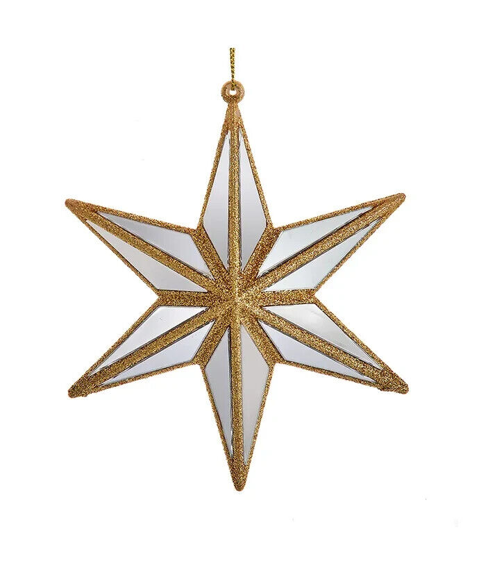 Ivory and Gold Mirrored Star Ornament D4360