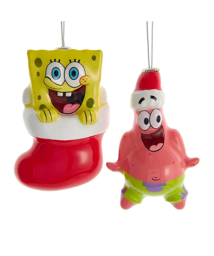 Set of 2 Spongebob Squarepants™ & Patrick Decoupage Ornaments SB1232