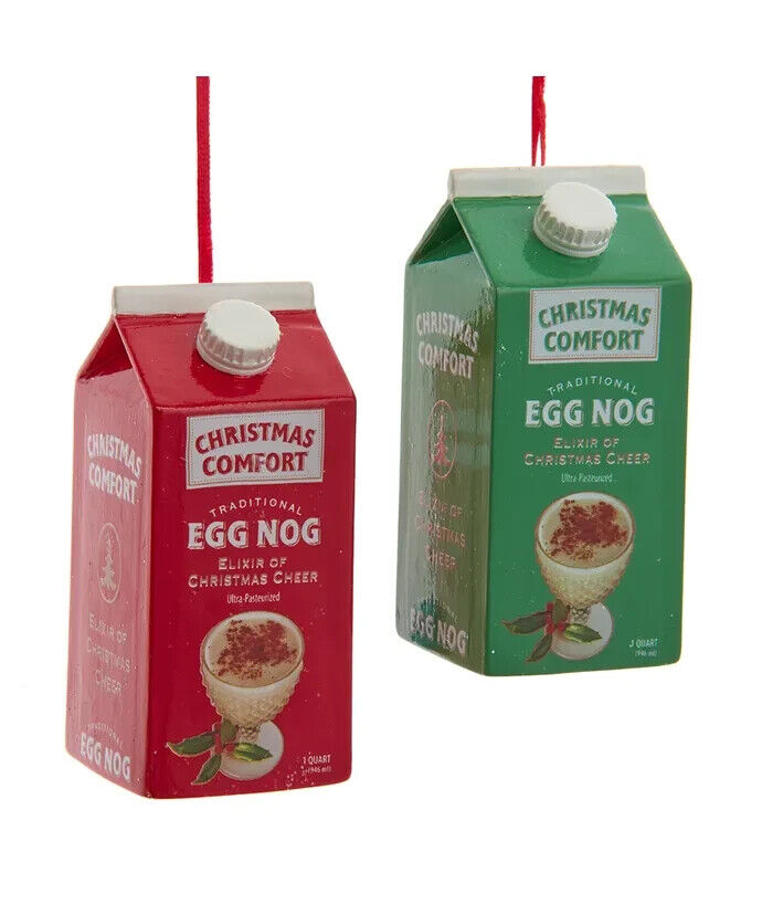 Set of 2 Egg Nog Carton Ornaments D4246
