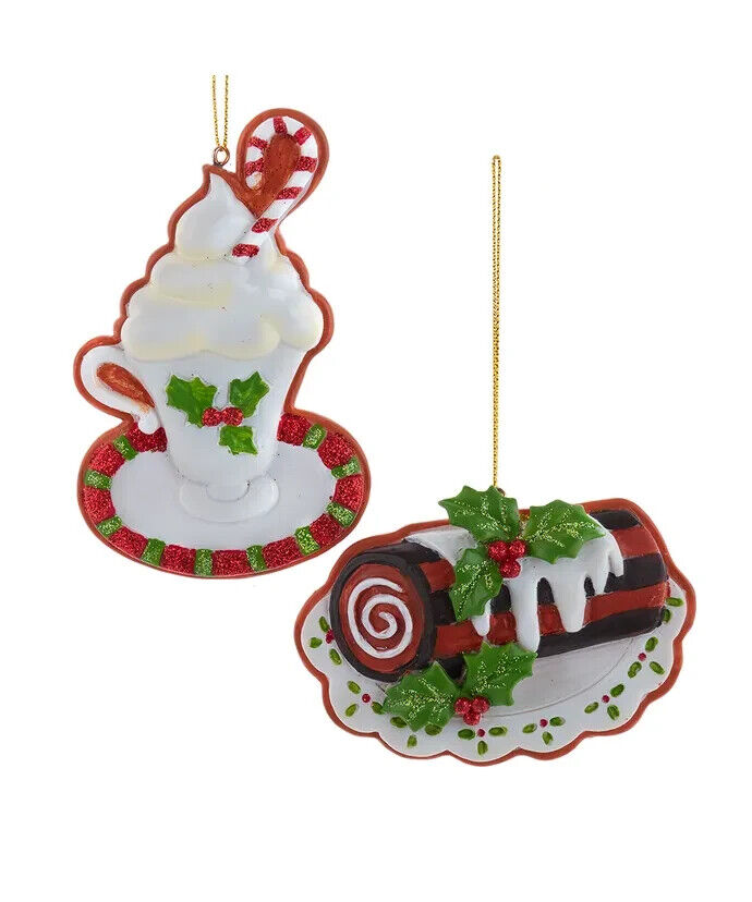 Set of 2 Gingerbread Dessert Ornaments D4378