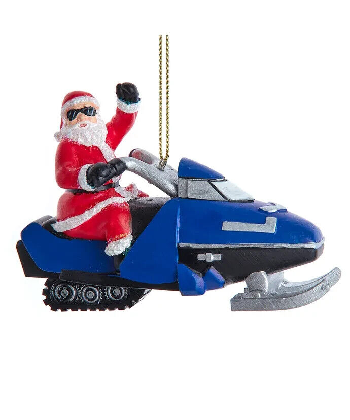 Santa On Snowmobile Ornament J7496