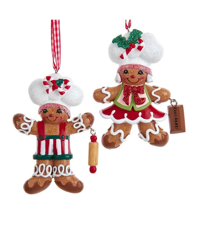 Set of 2 Gingerbread Baker Boy & Girl Ornament H5677