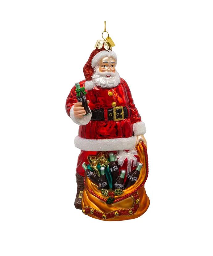 Coca-Cola® Glass Santa With Bag Ornament CC4231