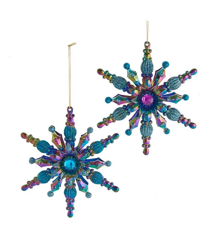 Set of 2 Peacock Snowflake Ornaments T3082