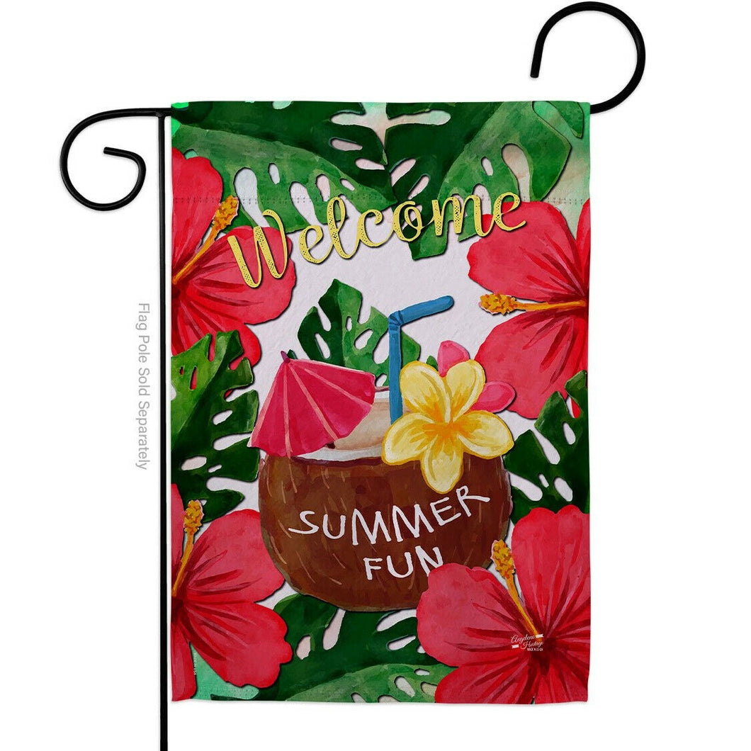 Two Group Flagelcome Summer Fun Beverages Cocktail Tropical Decor Flag