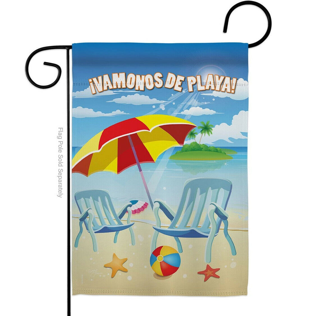 Two Group Flag Vamonos de Playa Summertime Fun and Sun Decor Flag