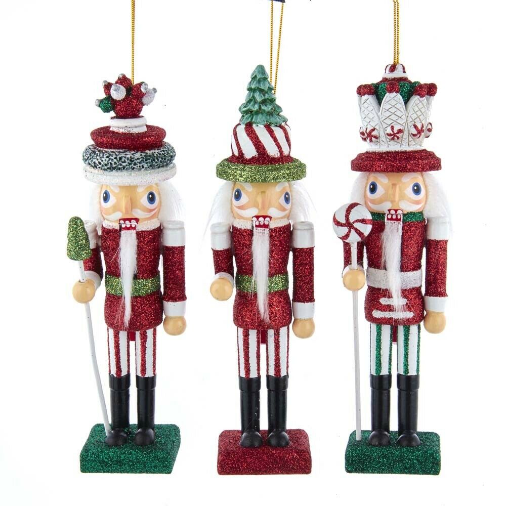 Set of 3 Hollywood Red, White and Green Nutcracker Ornaments