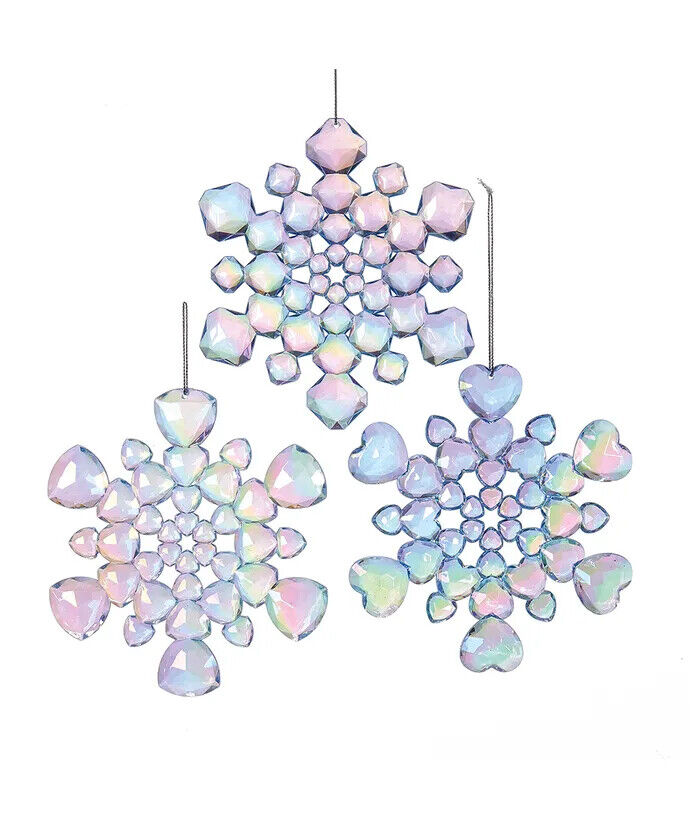 Set of 3 Acrylic Blue Snowflake Ornaments