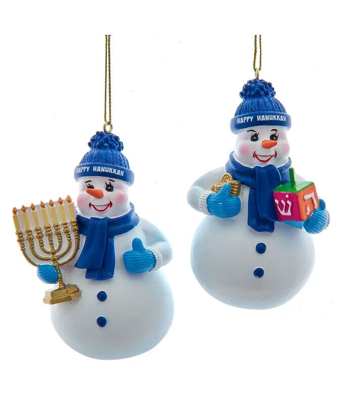 Set of 2 Happy Hanukkah Snowman Ornament A2231