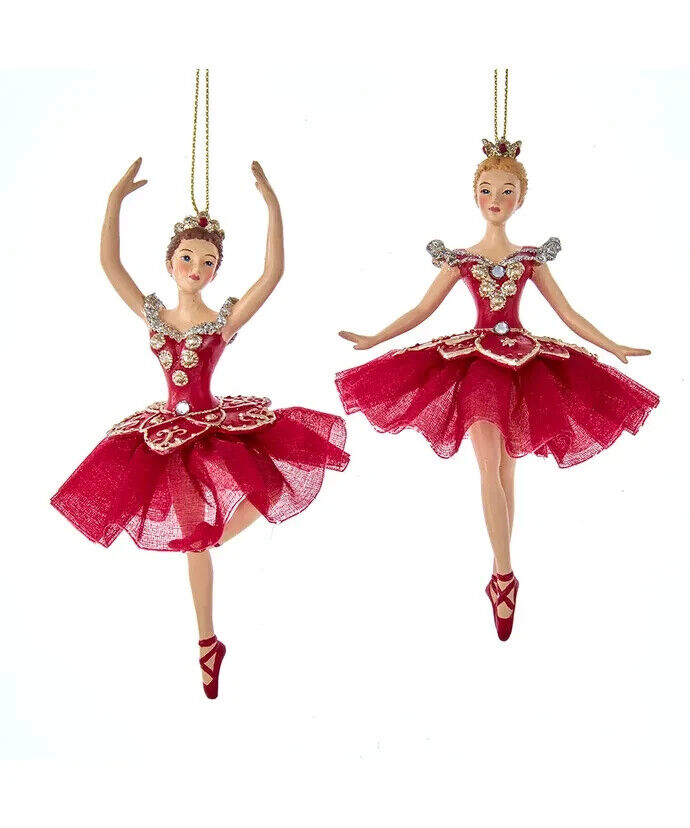 Set of 2 Regal Red Ballerina Ornaments E0735