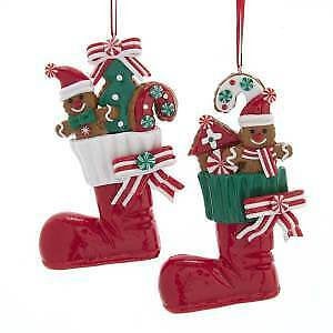 Set of 2 Gingerbread In Boot Ornaments