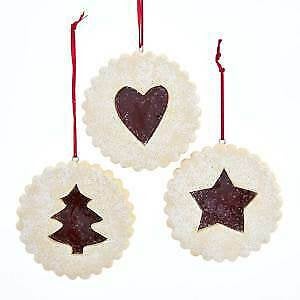 Set of 3 Linzer Tart Cookie Ornaments