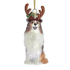 Noble Gems™ Shetland Sheepdog With Antlers Glass Ornament