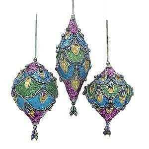 Set of 3 Peacock Hanging Ornaments