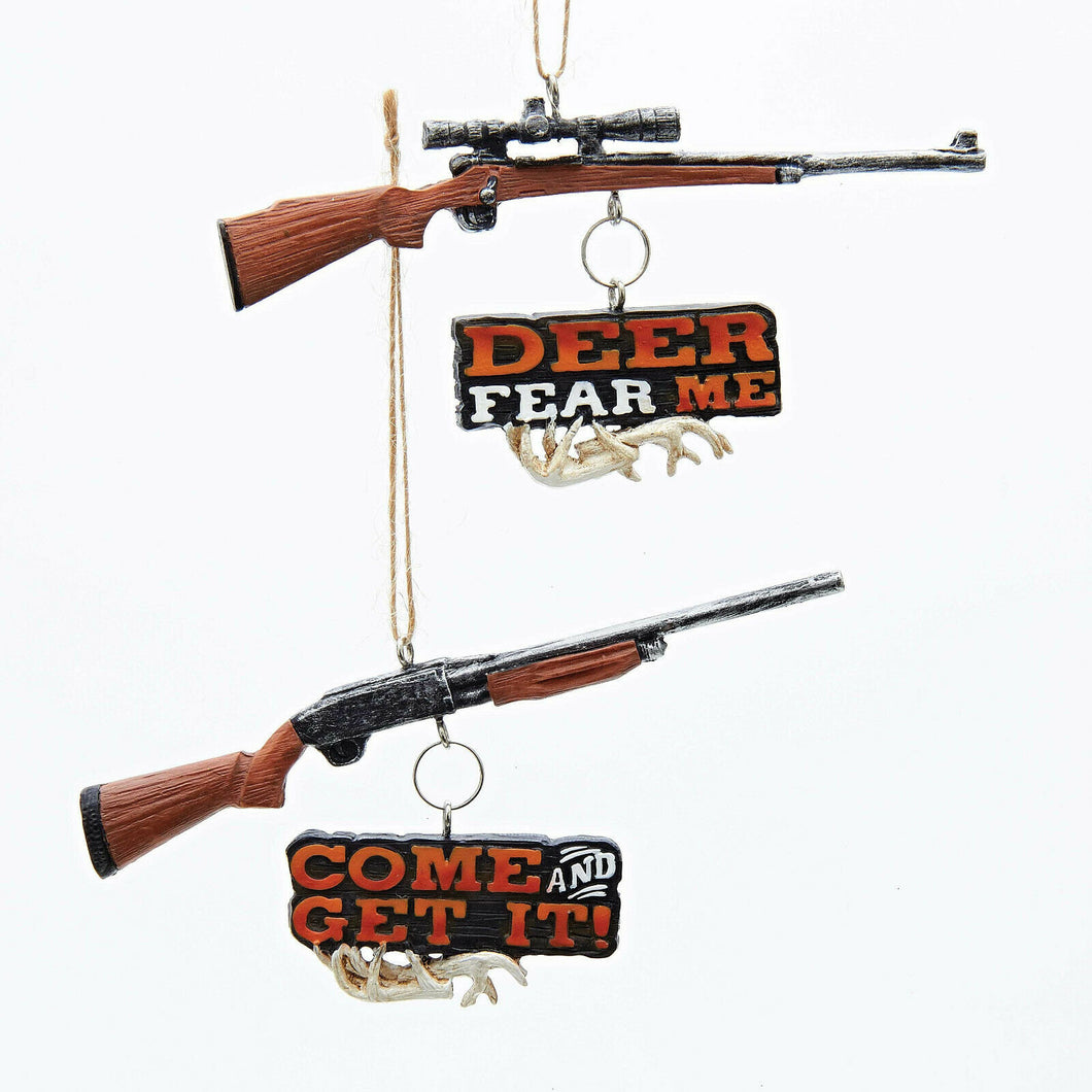 Set of 2 Shotgun and Rifle Ornaments
