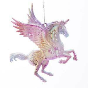 Pastel Iridescent Unicorn With Wings Ornament