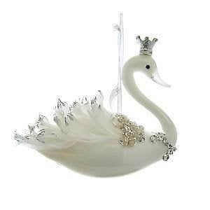 Glass White Swan Ornament