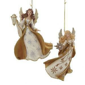 Set of 2 Metallic Gold Angel Ornaments