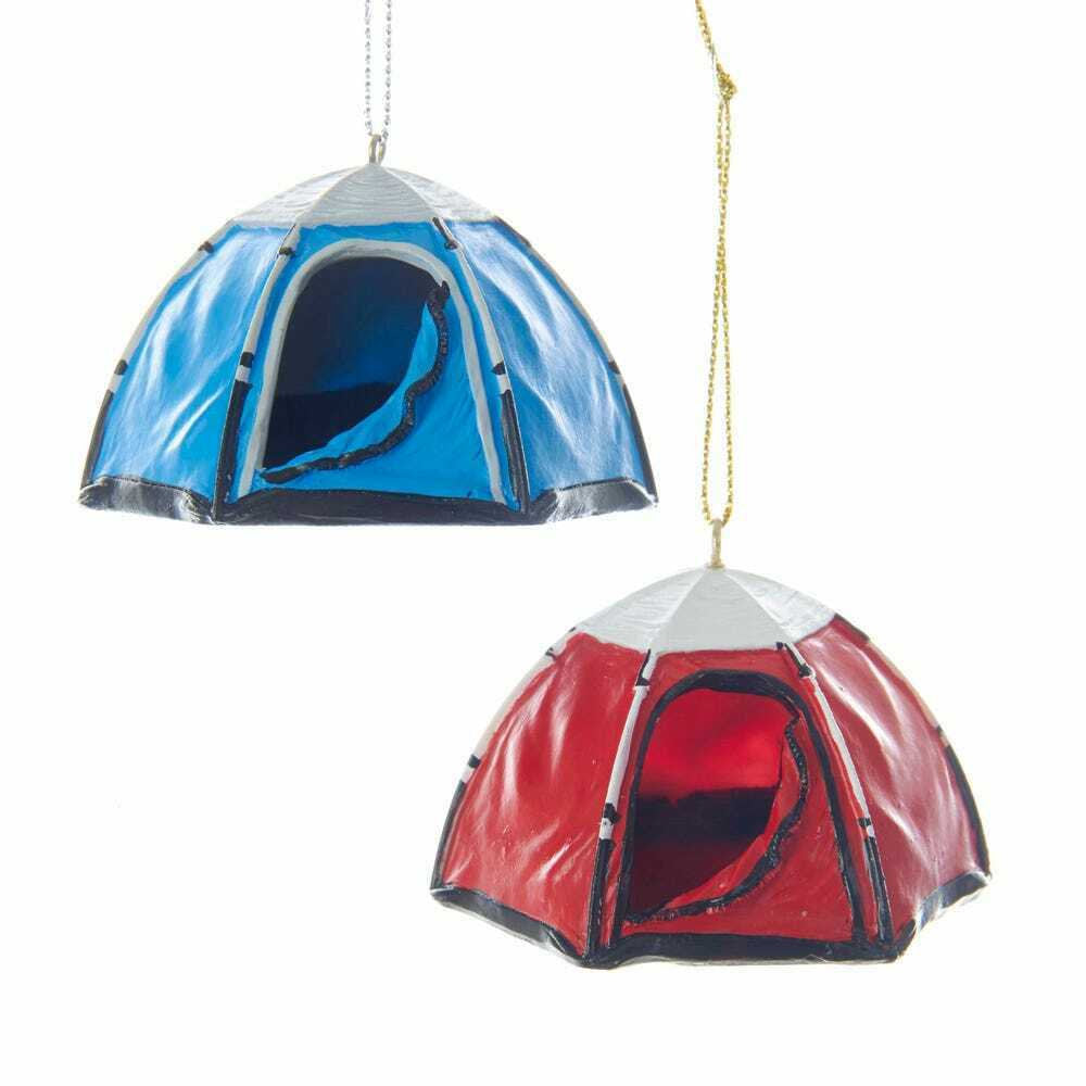 Set of 2 Blue and Red Tent Ornaments