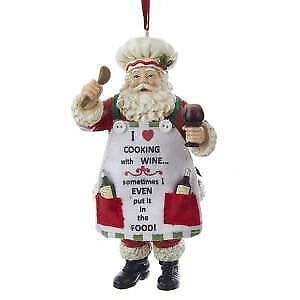 Chef Santa With Wine Ornament