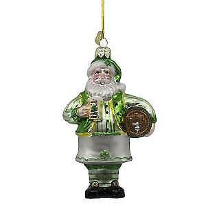 Noble Gems™ Glass Irish Santa With Beer Ornament