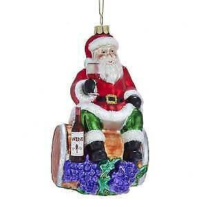 Noble Gems™ Santa On Wine Barrel Glass Ornament
