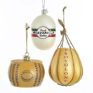 Set of 3 Noble Gems™ Italian Cheese Glass Ornaments
