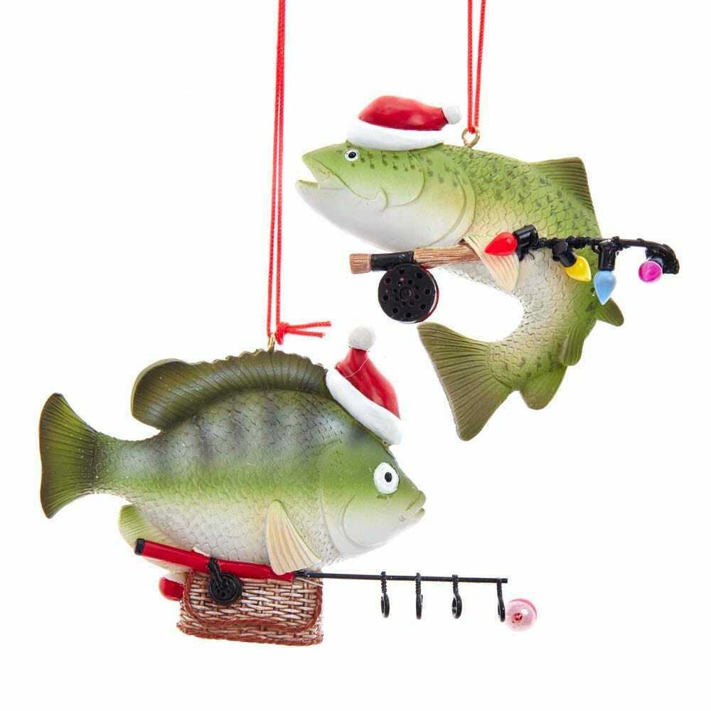 Set of 2 Fish Fishing Ornaments