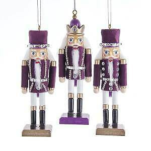 Set of 3 Purple and Silver Nutcracker Ornaments