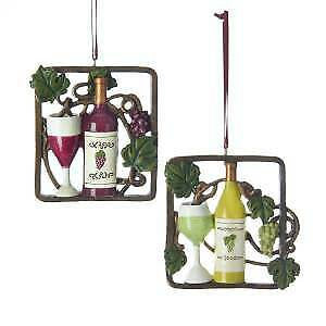 Set of 2 Vintage Wine Frame Ornaments