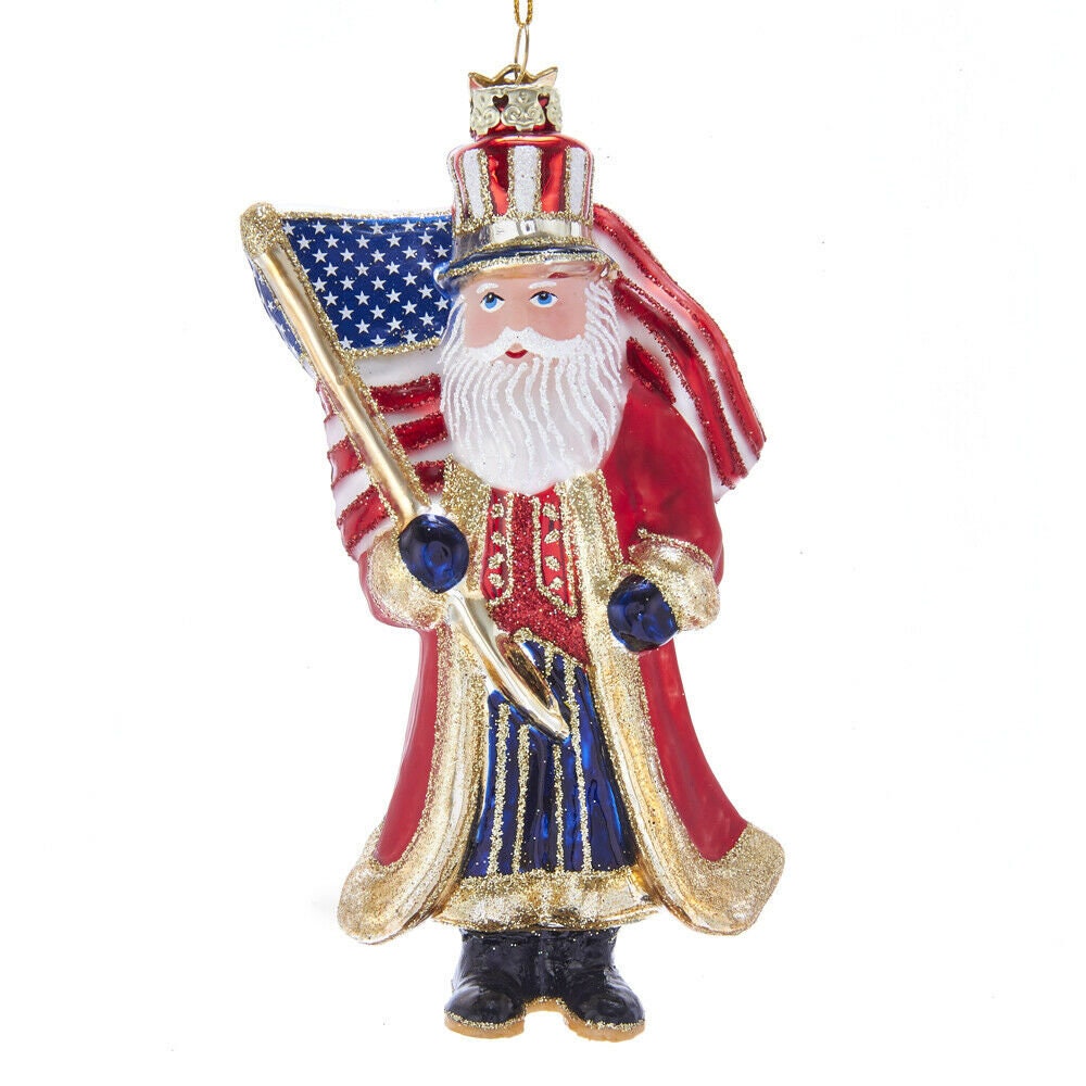 Noble Gems™ Patriotic Santa Glass Ornament