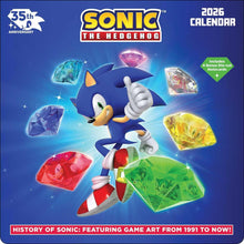 Load image into Gallery viewer, Harry Abrams Sonic the Hedgehog 35th Anniversary 12x12 2026 Wall Calendar
