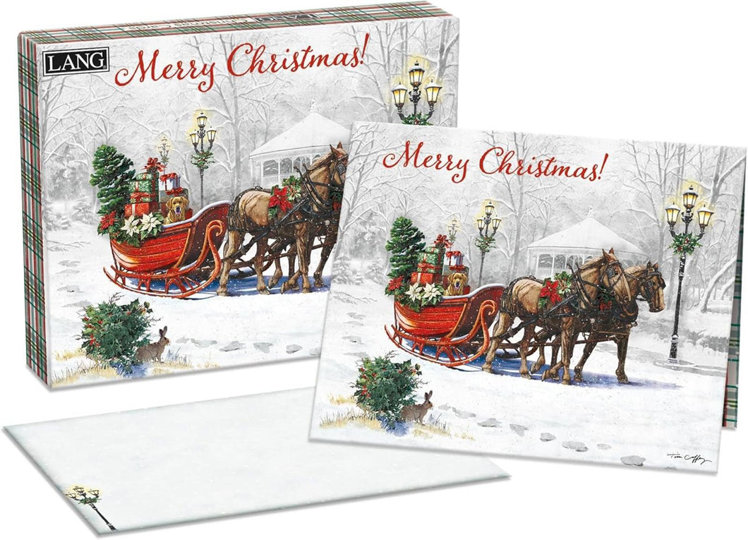 Lang Sleigh Bells Ring Boxed Christmas Cards 18ct