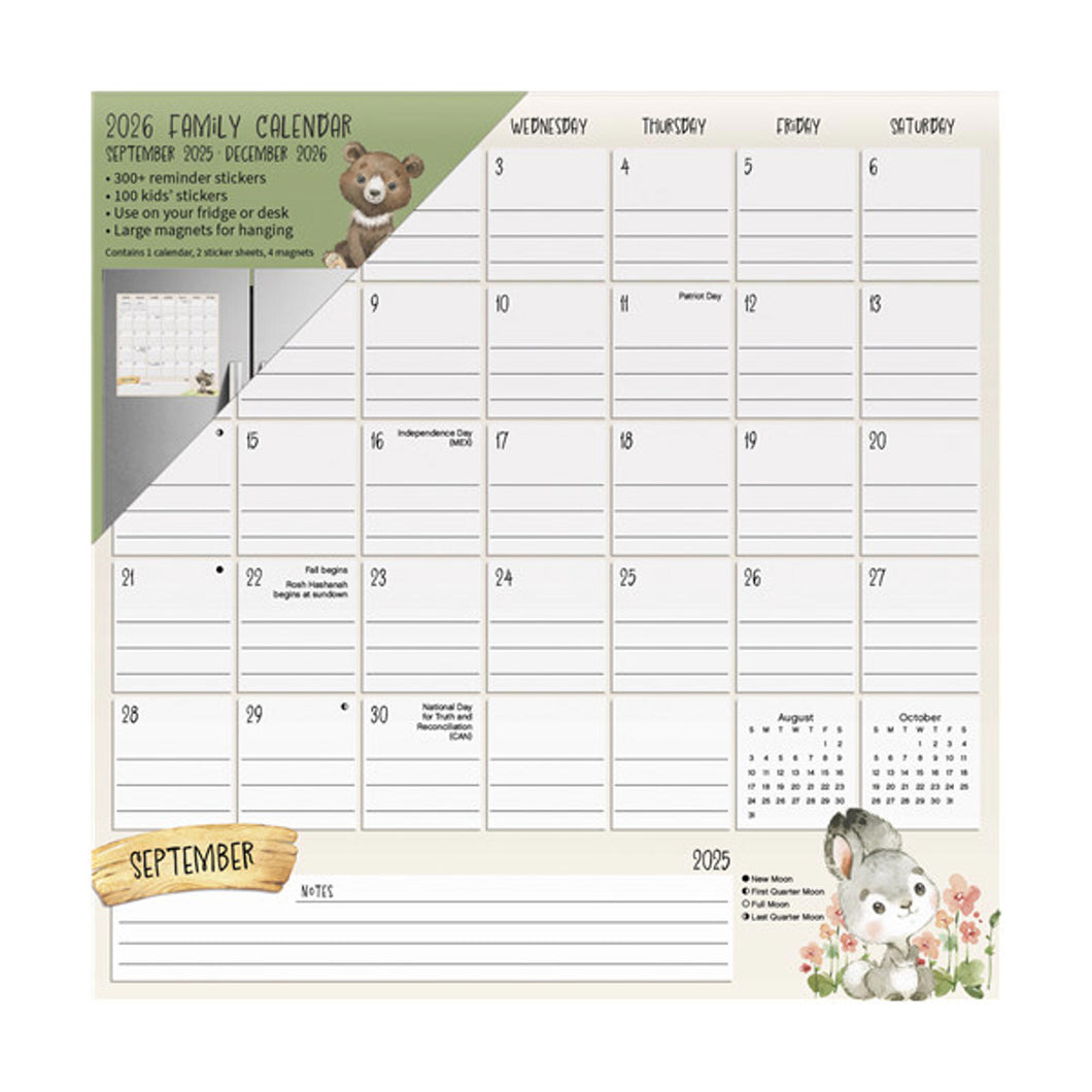 Trends International Animals 2026 12 x 12 Magnetic Family Calendar