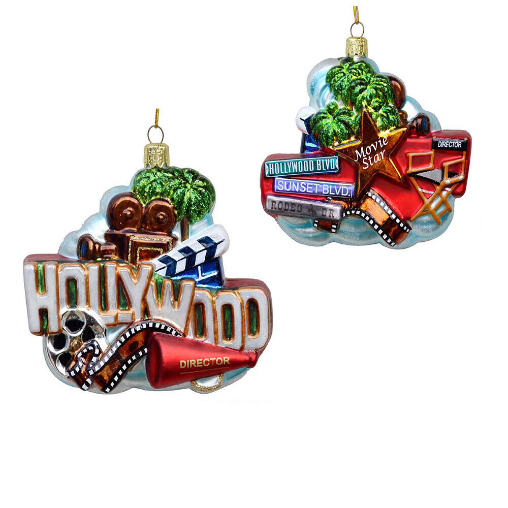 Set of 1 Hollywood Sign Glass Ornament C7502