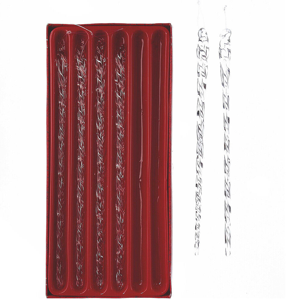 Twisted Glass Icicle Ornaments, 6-Piece Box Set B1813