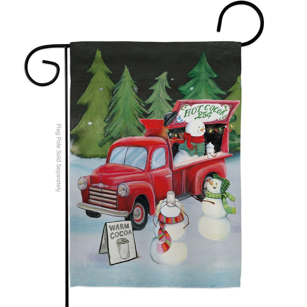 Two Group Flag Snowmen Hot Cocoa Wintertime Winter Wonderland Vehicle Flag