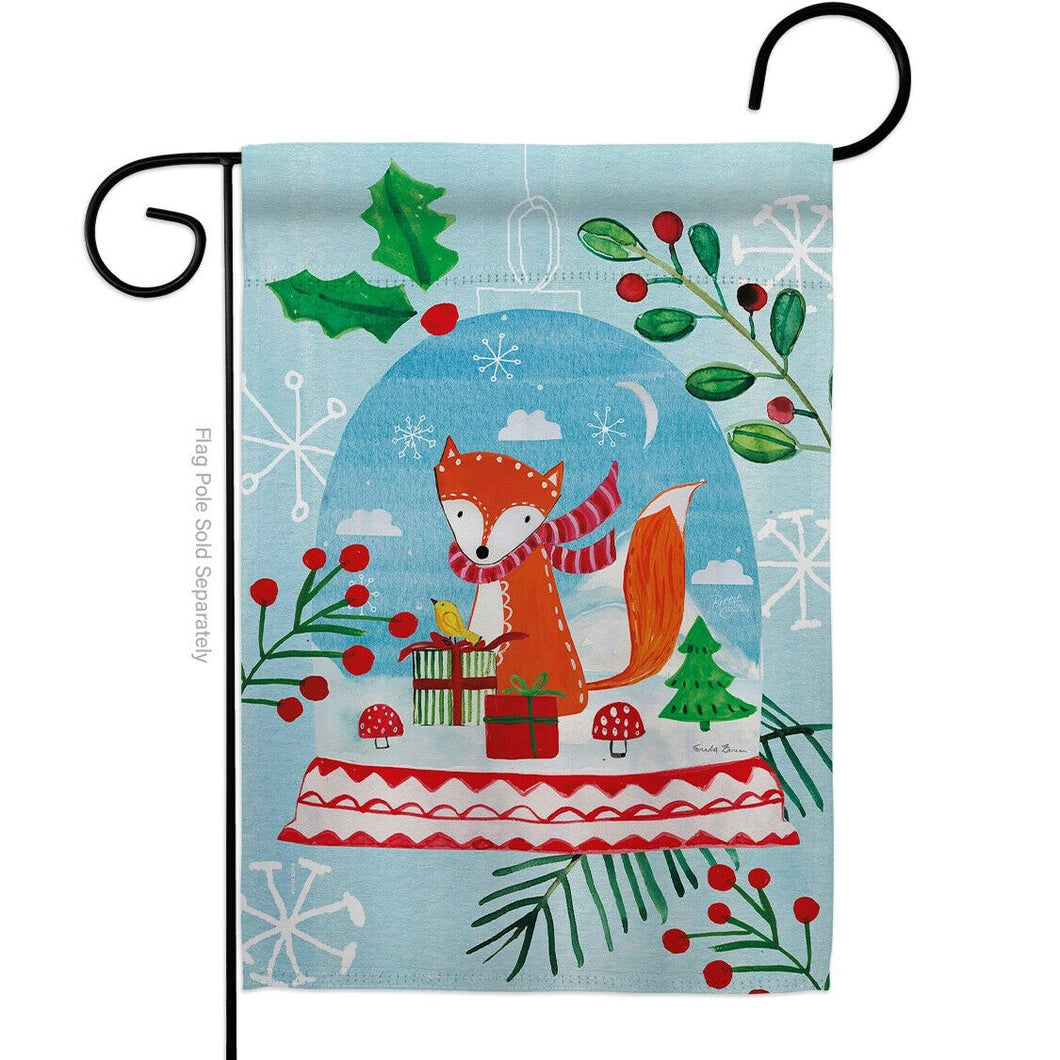 Two Group Flag Snow Globe Fox Wintertime Winter Wonderland Wildlife Flag